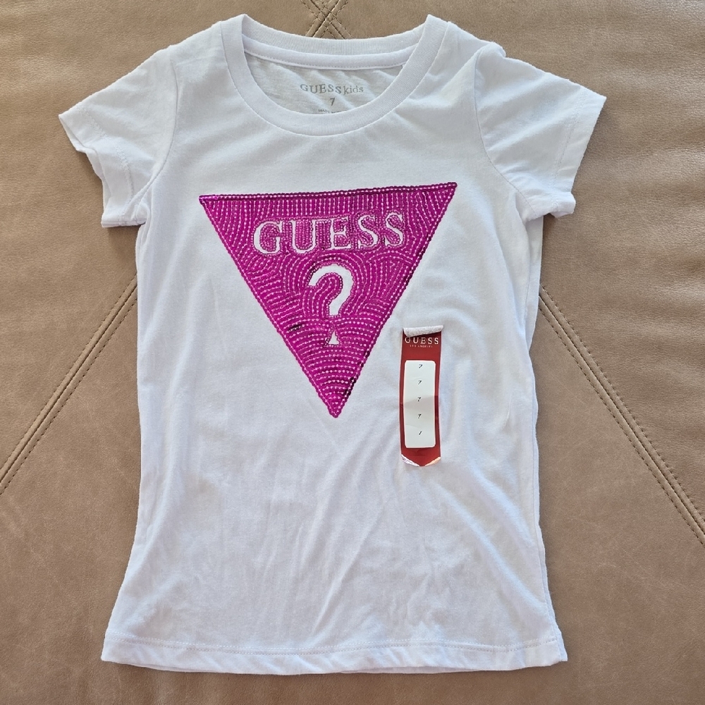 GUESS Kids Tee with Pink Logo